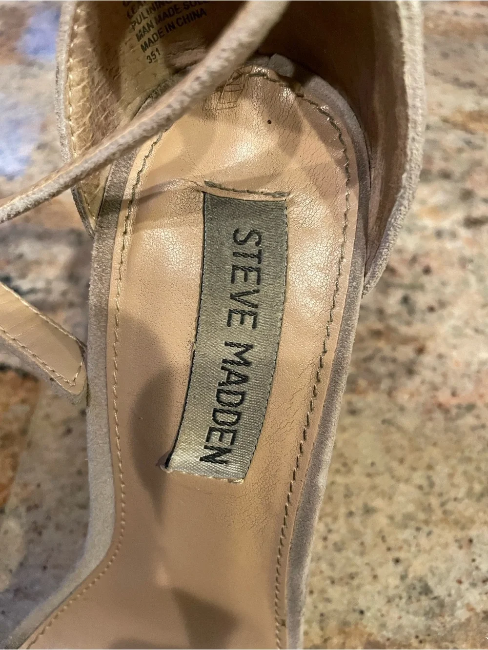 Steve Madden Beige Suede Ankle-Strap Block Heels